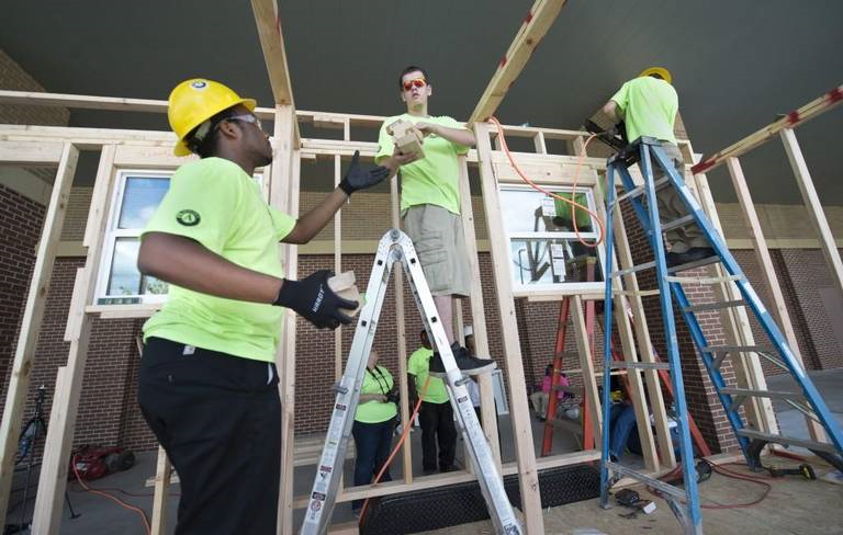 Duplex on 20ft. trailer, constructed by at-risk youth at YouthBuild KCK.