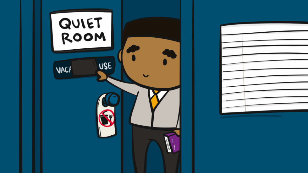Quiet Room Cartoon Man